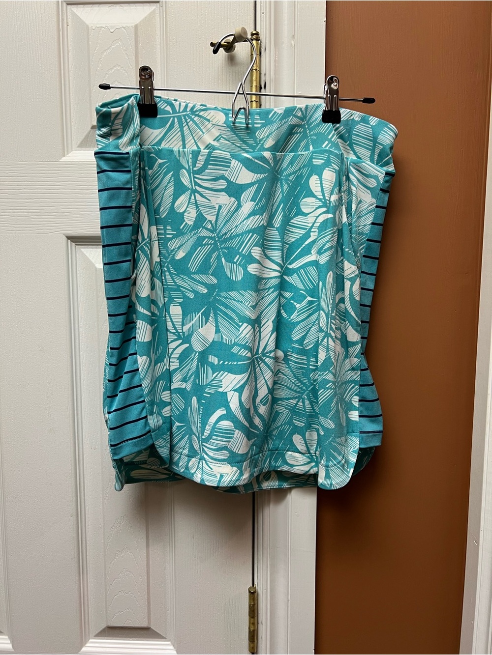 Chico's Aqua and White Tropical Print Cover-Up